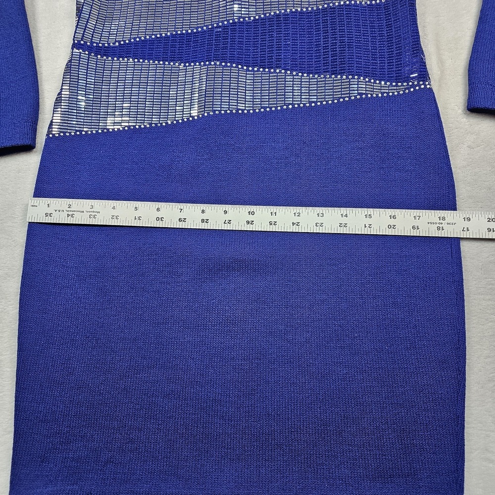 St. John Evening Sheath Dress Womens 8 Knit Mock Neck Sequin Long Sleeve USA - Picture 7 of 16